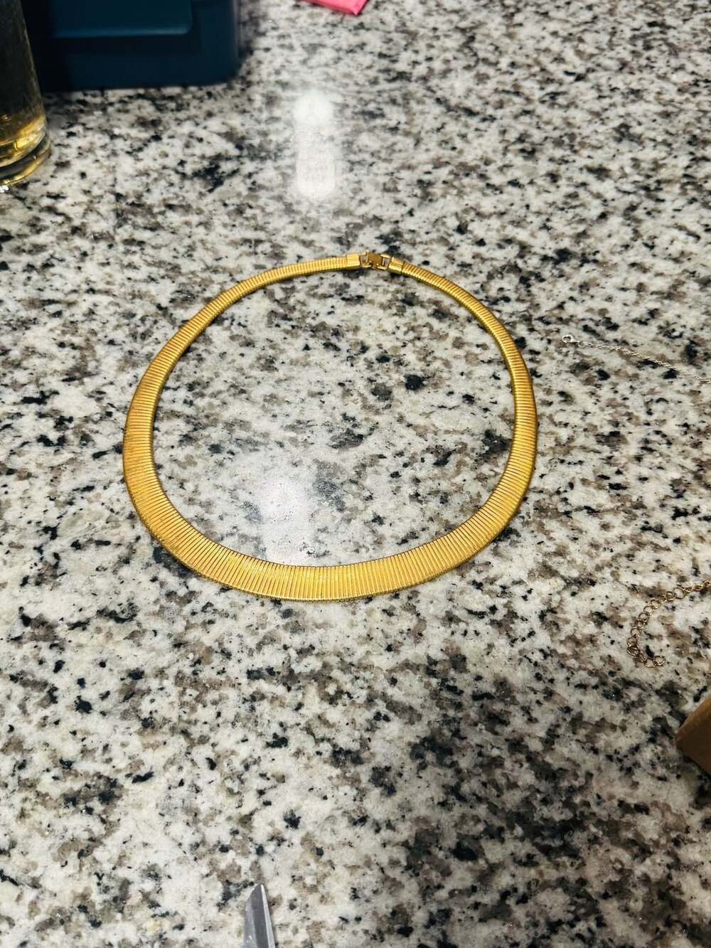 Vintage Gold Tone Omega Link Choker Necklace Collar